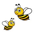 Cute flying bees. Bee character. Vector isolated on white. Royalty Free Stock Photo